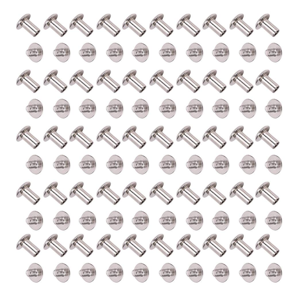 4.5x8x9mm 50 Set M3.5 Screw Rivets Flat Round Head Binding Rivets for PU Leather DIY Crafts