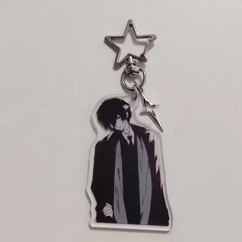 Anime BSD Dazai Osamu and Chuuay Keychain Bungou Stray Dogs Soukoku Inspiration Key Ring Cosplay Accessories Backpack Decor