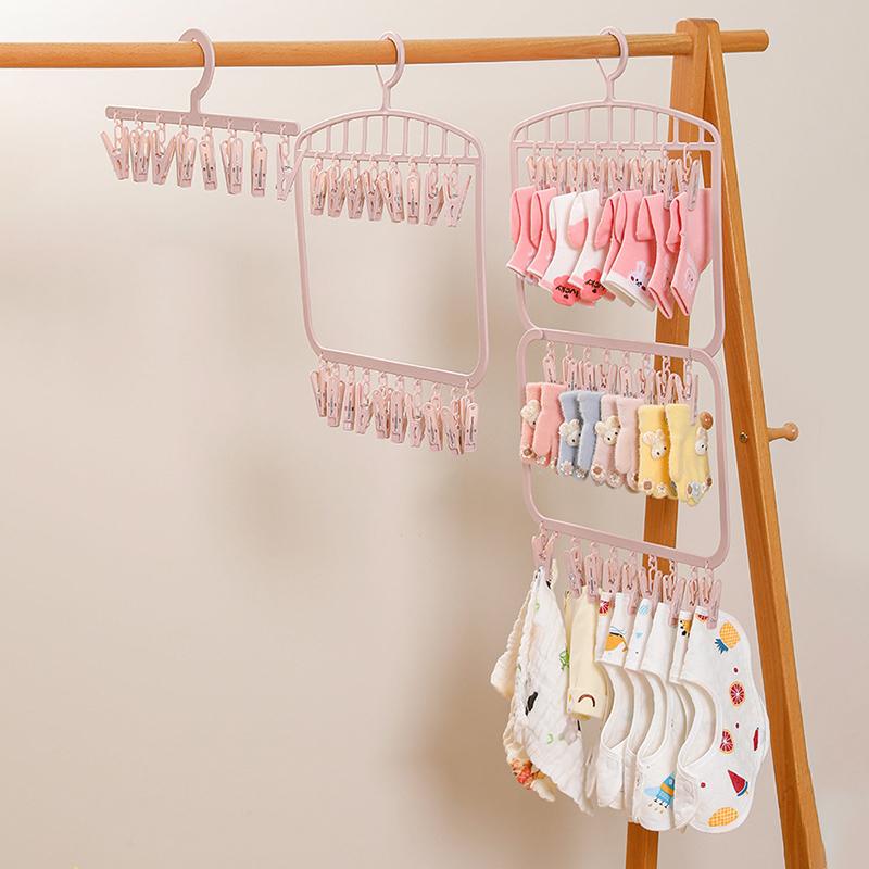 Socks Drying Rack With 18/26 Clips Underwear Baby Saliva Towel Space-Saving Multifunctional Household Dormitory Student Laundry
