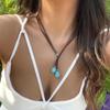 Turquoise Double-Layer Velvet Clavicle Choker Necklace – Ethnic Style for Women