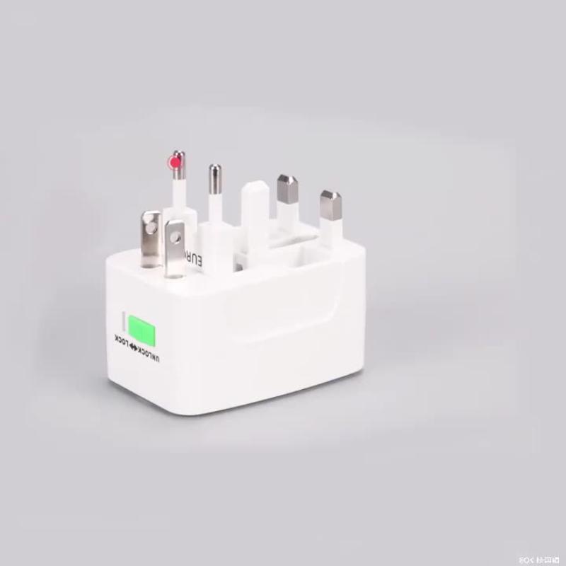 1Pcs All In One International Plug Adapter Protable Au Us Uk Eu Converter 2 Usb Type C Ports World Travel Ac Power Charger
