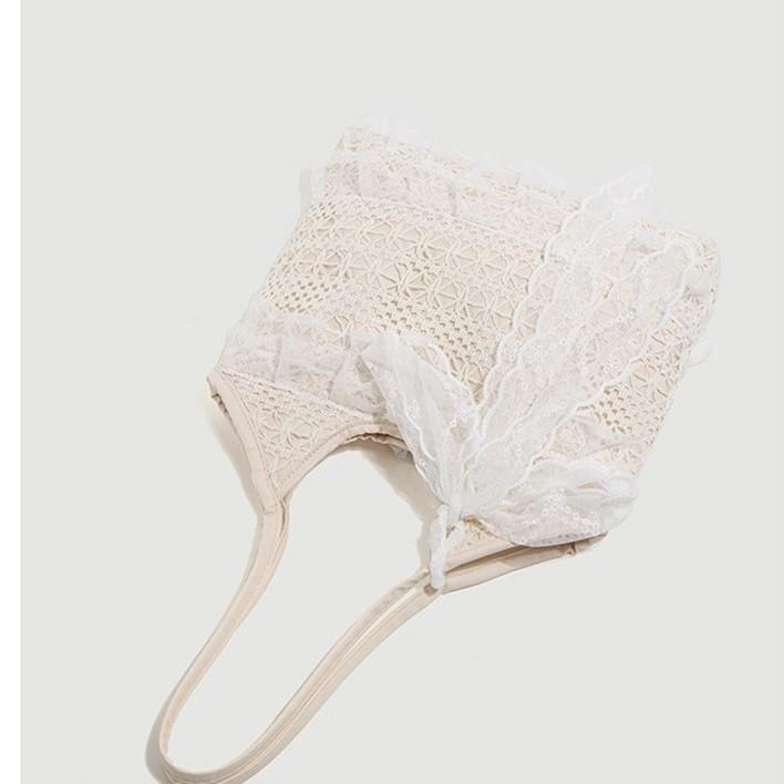 Going To the Seaside To Weave Large-capacity Women's Summer Casual Lace Mesh Single Shoulder Armpit Bag