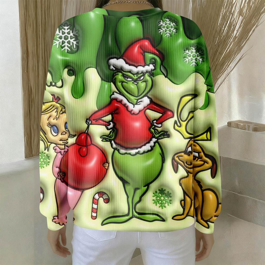 Women's Loose Comfortable Casual And Fashionable Round Neck Pattern Long Sleeved Sweatshirt