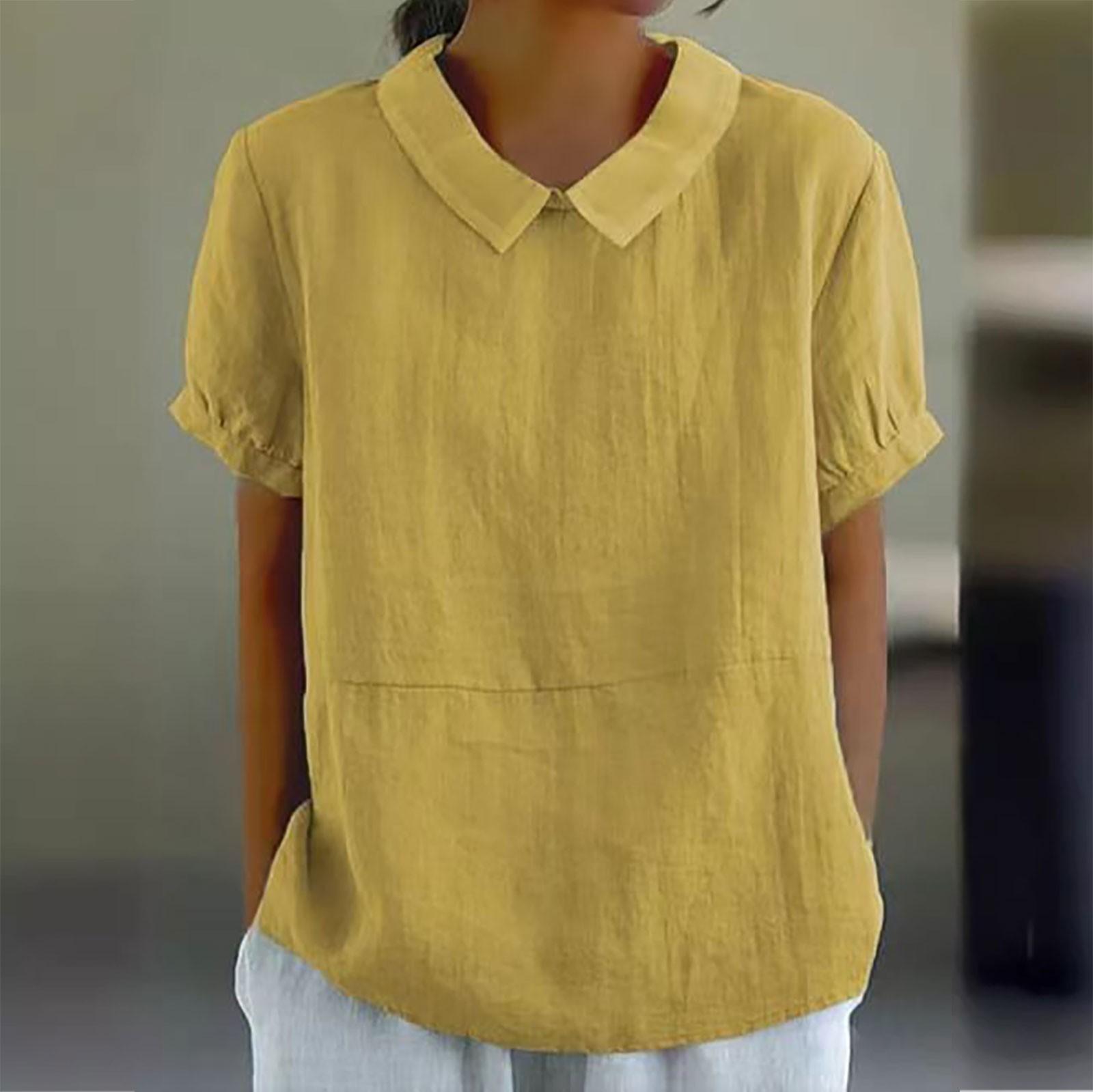 

Топы для женщин, топы с короткими рукавами, женская блузка, летние топы, женские легкие блузки, топы, повседневный пуловер, футболка, базовая рубашка XXXL жёлтый