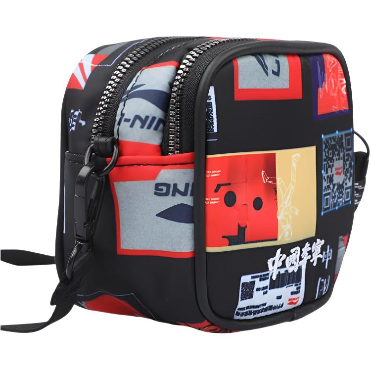 Li Ning Young Sports Fashion Simple Print Pattern Fabric Crossbody Bag Kids bags Multi-color YBDR034-1