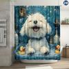 1Pc 2D Flat Printing Cute White Maltese Dog Shower Curtain With Durable,, Easy Clean, Includes Plastic Hooks - Ideal For Bathr