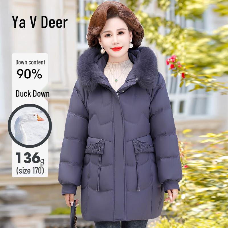 

Женский пуховик средней длины Yalu со съемным капюшоном из лисьего меха 3XL