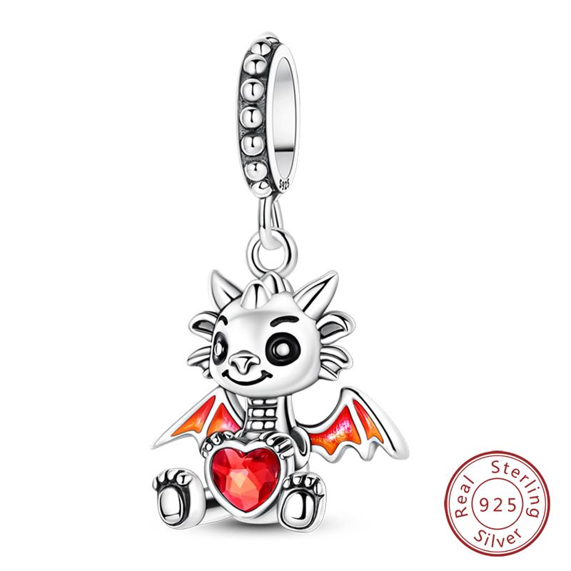 Original Copper Charm Beads Cute Fire Dragon Fantasy Flying Dragon Pendant For Diy Bracelet Bangle Fine Jewelry