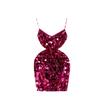 Birthday Gathering Party Small Dress Women's Formal Dress Classy Exquisite Socialite Elegant Sequins Velvet Spaghetti Straps Dress
