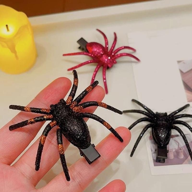 Goth Simulation Spiders Shape Hairpins Hot Girls Punk Duckbill Hair Clip Halloween Ponytail Bangs Hair Clip for Woman