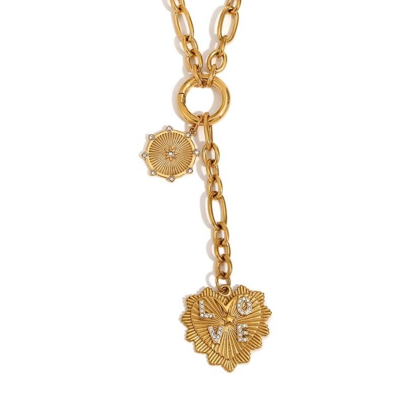 A52E Modern Heart Pendant Necklace Stylish Chain Necklace Fashionable Neck Jewelry