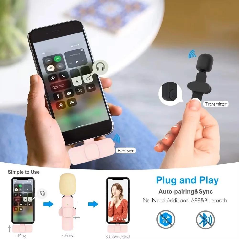 Wireless Lavalier Microphone Portable Noise Reduction Mic for iPhone Android Live Streaming YouTube TikTok Facebook
