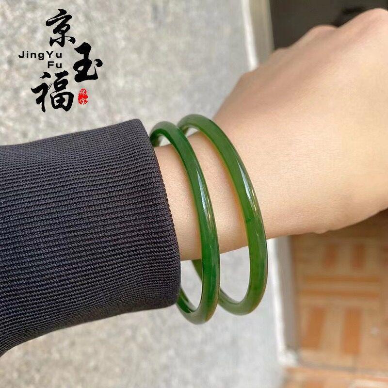 2Pcs/Set Design Sense Glass Natural Solid Color Bangles Retro Simple Charm Bracelet Femme Fashion Women's Casual China Jewelry