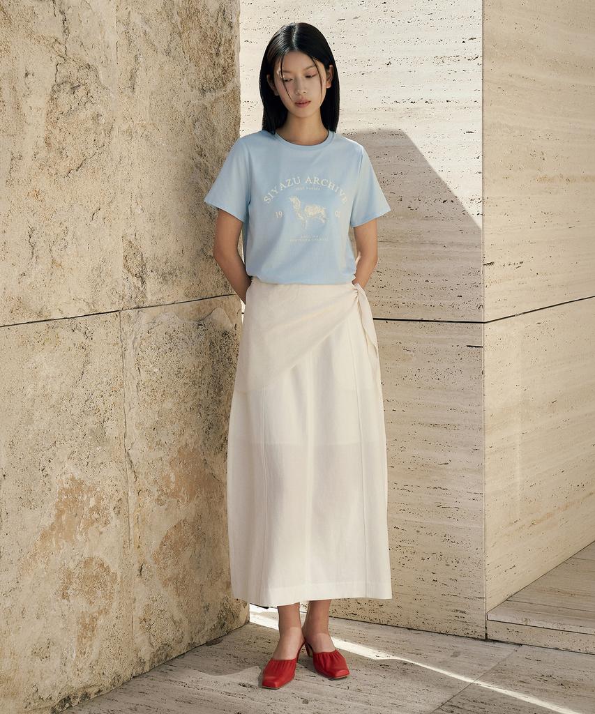 Siyajyu Sitp5191 Archive Houndstooth Print Short Sleeve T-Shirt_Sky Blue