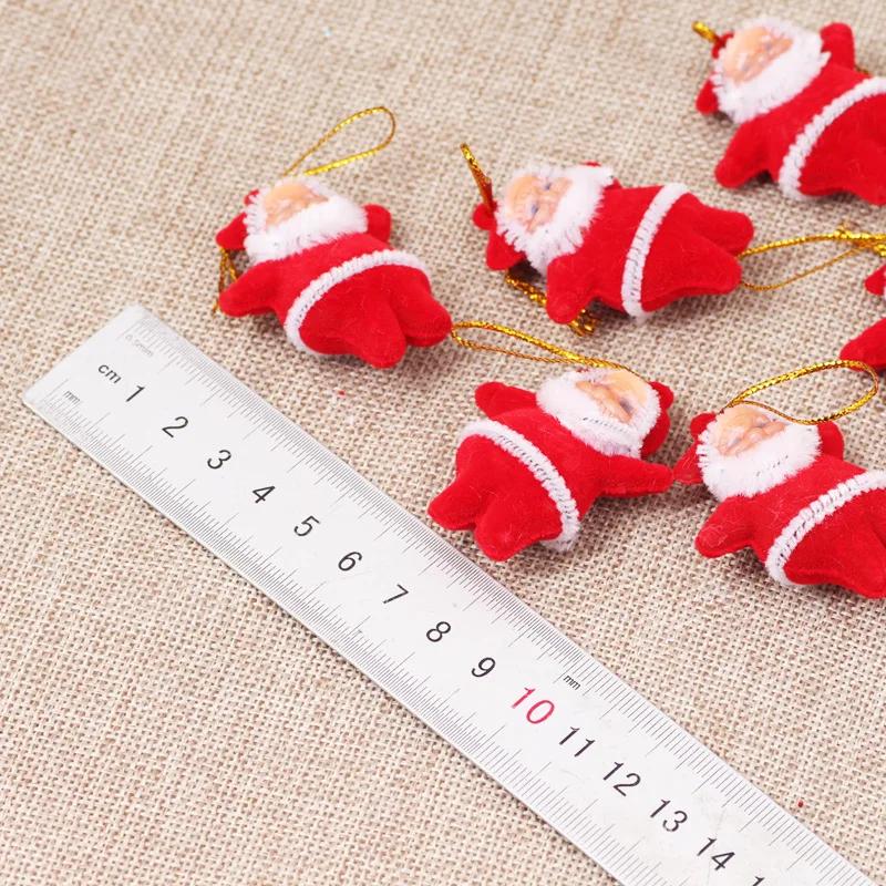 6pcs Colorful Christmas Santa Claus Ornaments Xmas Tree Hanging Decoration Multi-color Mini Glitter Drop Hanging Decor Gifts