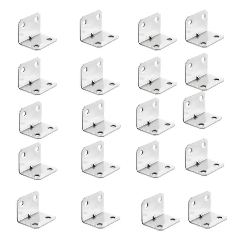 ZEXEF 1-20PCS Stainless Steel L-Shaped Corner Code 90 Degree Laminated Furniture Plate Hardware Right Angle Bracket Cabinets