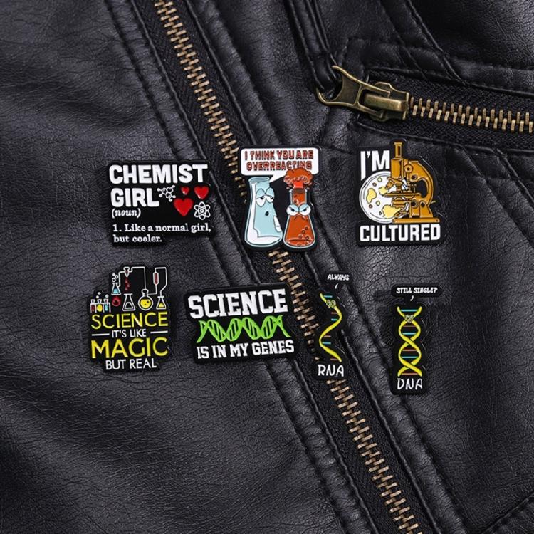 7 Pcs/Set Enamel Pins Chemicals Structure Enamel Lapel Pin Creative Brooch Pins Funny Jewelry Gift for Friend
