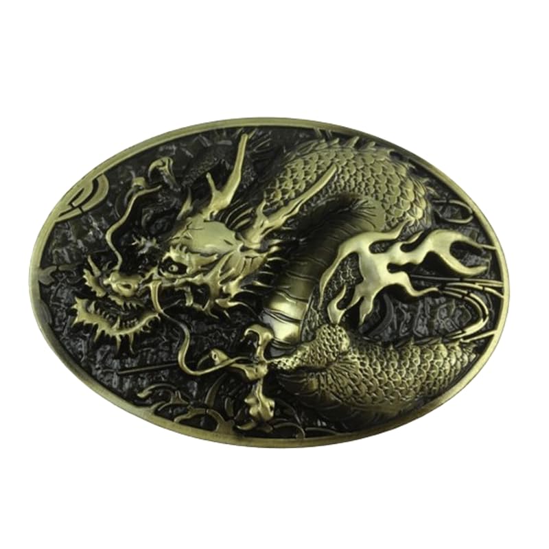 

[NR-Style] belt buckle Metal fittings only gold silver casual men s ladies (Dragon, gold)