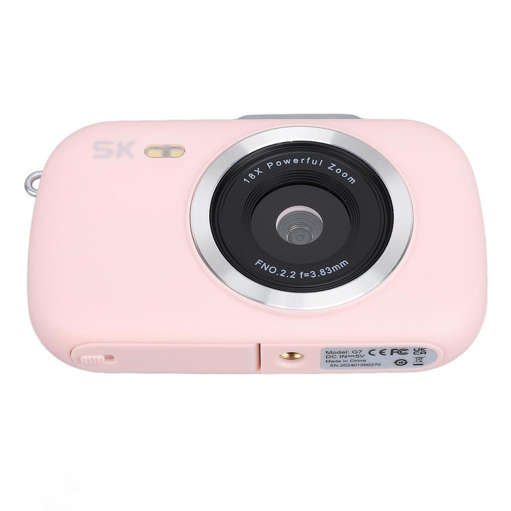 Compact Camera 5K Video 80MP Photo 18X Digital Zoom Camera 2.8 Inch IPS Screen for Photography and Recording Light Red