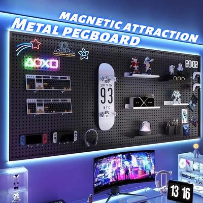 Magnetic Attraction Metal Pegboard Large Size Thickened Hook Peg Board Storage Rack Wall Pegboard Hole Board