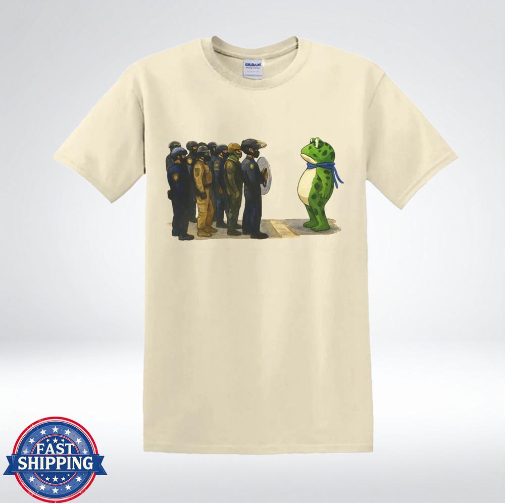 Протестный стиль Искусство Гнев против Машины Графическая футболка с лягушкой M