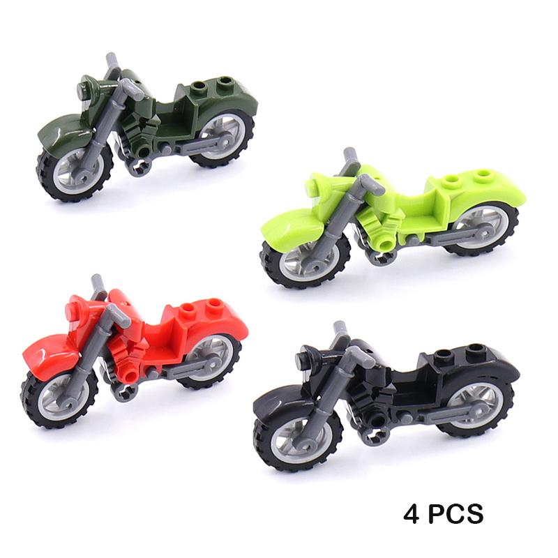 Military Motorcycle Building Block Vehicle Model Figures Accessories Soldiers WW2 Transportation Facility Police SWAT Toys