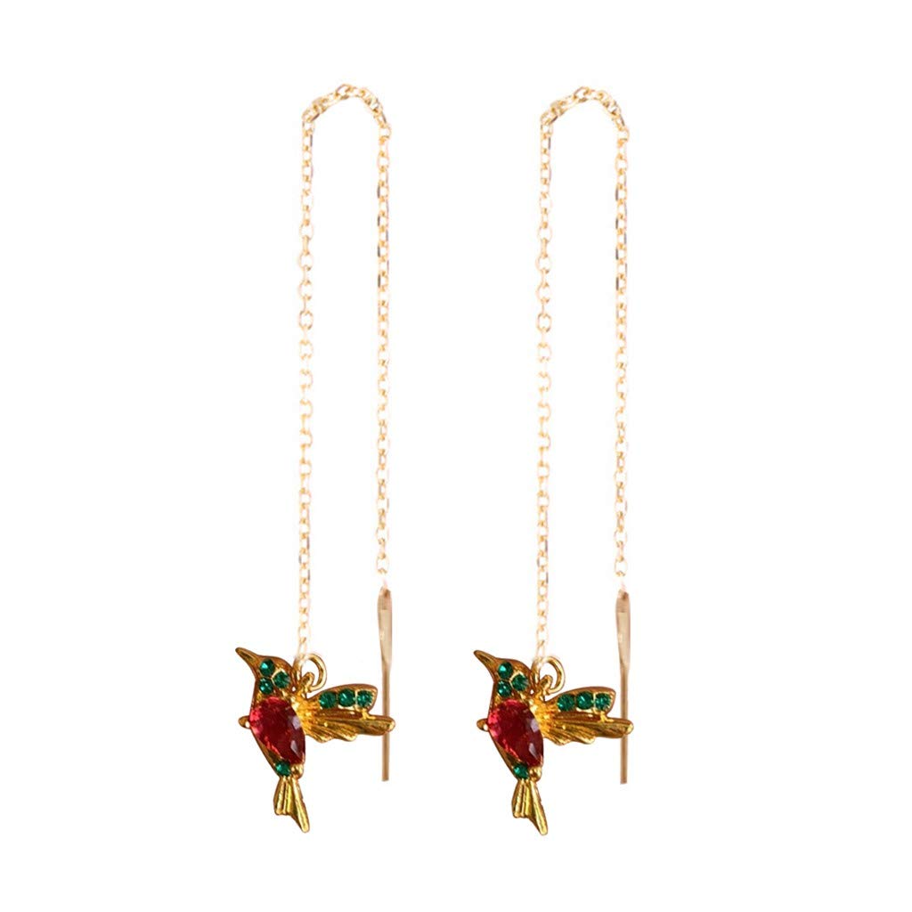 Women s Dangle Earrings Fashionable Wing Spreading Zircon Hummingbird Long Pendant Earchain Lady Jewelry Fashionable Wing Spread красный