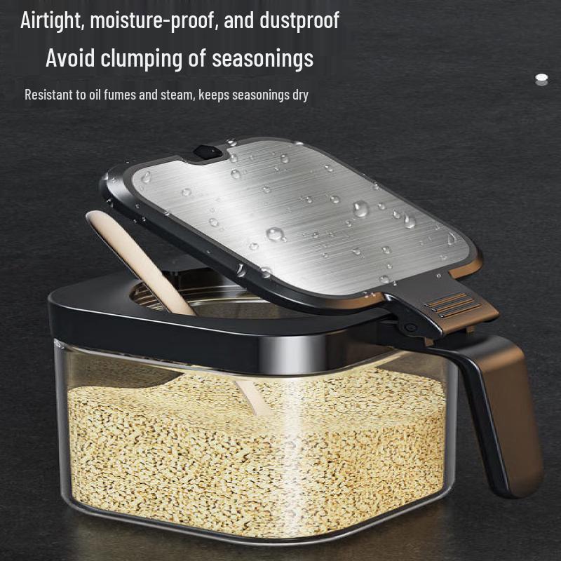Ruhan Airtight Glass Spice Jar Set with Spoons