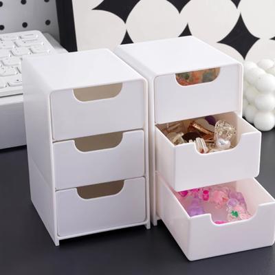 1 Juego de Caja de Almacenamiento de Escritorio Modular Organizador de 3 Cajones Cajones de Escritorio Resistentes a los Arañazos para Joyería Papelería Cosméticos Almacenamiento y Organización