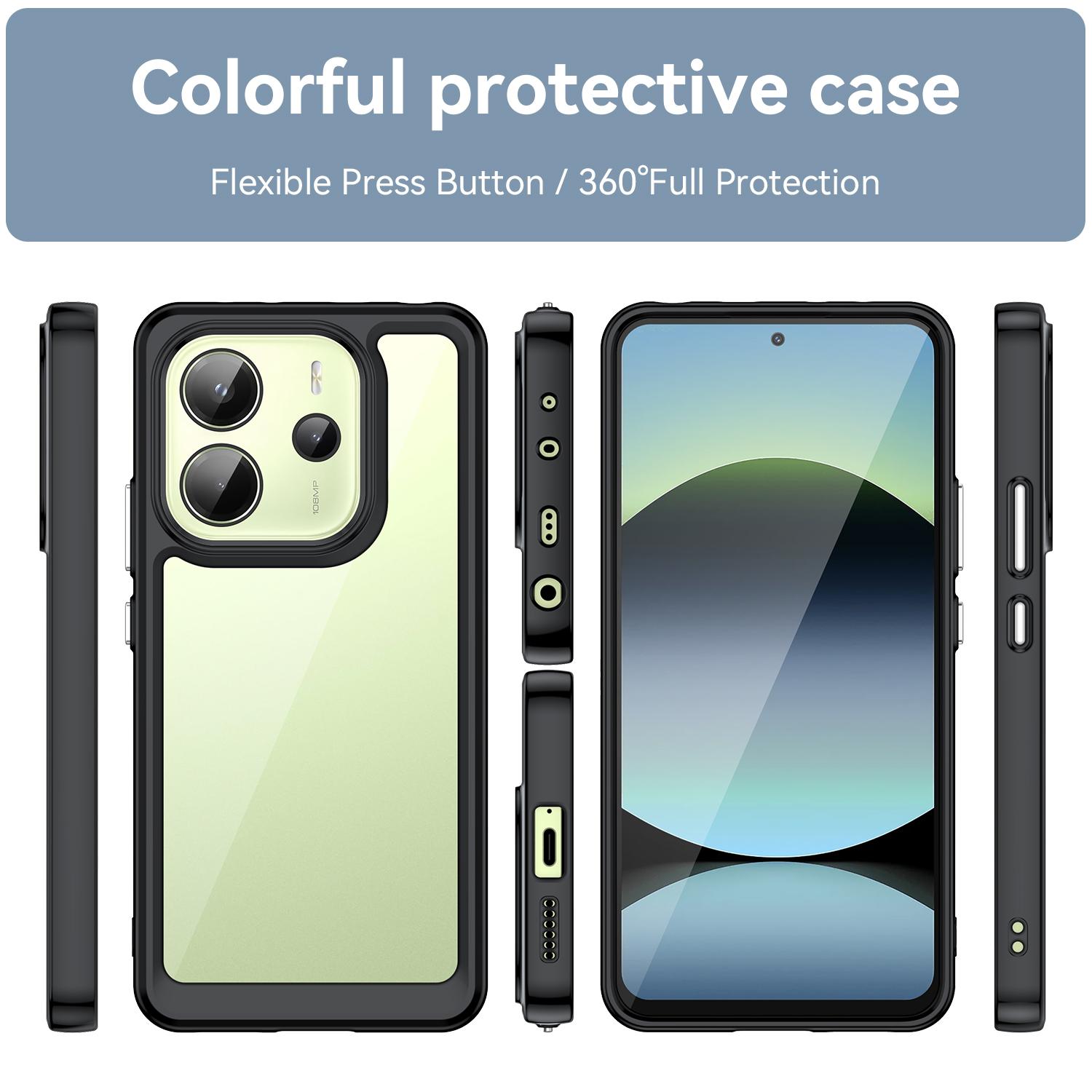 

Для Xiaomi Redmi Note 14 4G (164,84x78,15x8,16 мм) Чохол TPU+Акрил Захисний Прозорий Чохол для Телефону Black