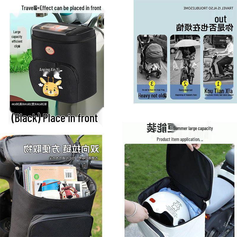 Electric Vehicle Trunk Bag: Large Capacity Rear Hanging Storage for Helmet & Battery.