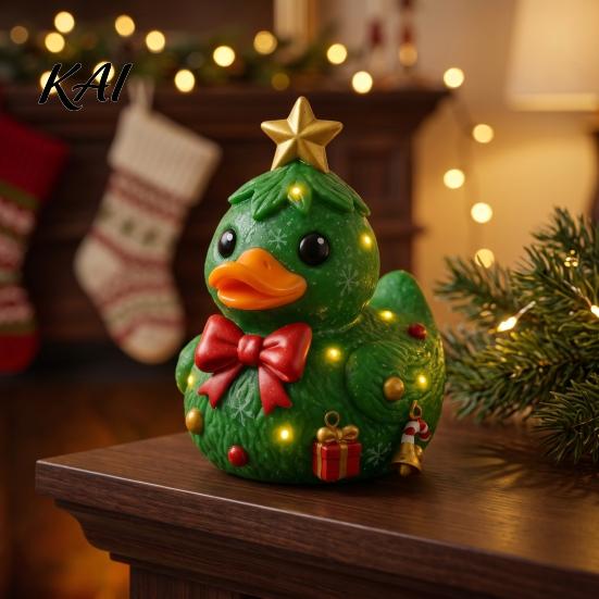 Cute Decorative Duck Figurines Christmas Figurine, Resin Sculpture for Holiday Home Decor, Party Table Centerpieces Desktop Ornaments with Festive