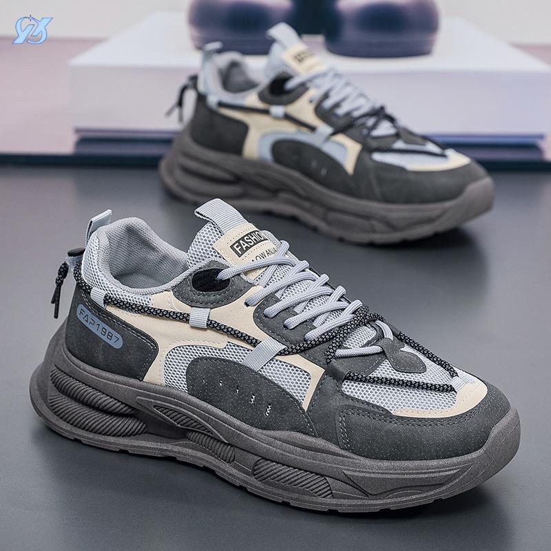 Spring new men's shoes breathable mesh sports shoes men's versatile height-increasing board shoes casual running dad shoes