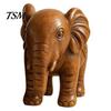 Symbol of Harmony Elephant Figurine Ornament, Resin Wood Grain Statue, Auspicious Retro Style Living Room Decoration Animal Sculpture for Home Office