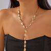Dainty Irregular Sequin Y-shaped Long Necklace for Women Unique Gold Color Sweater Chain Wedding Banquet Party Body Jewelry Gift