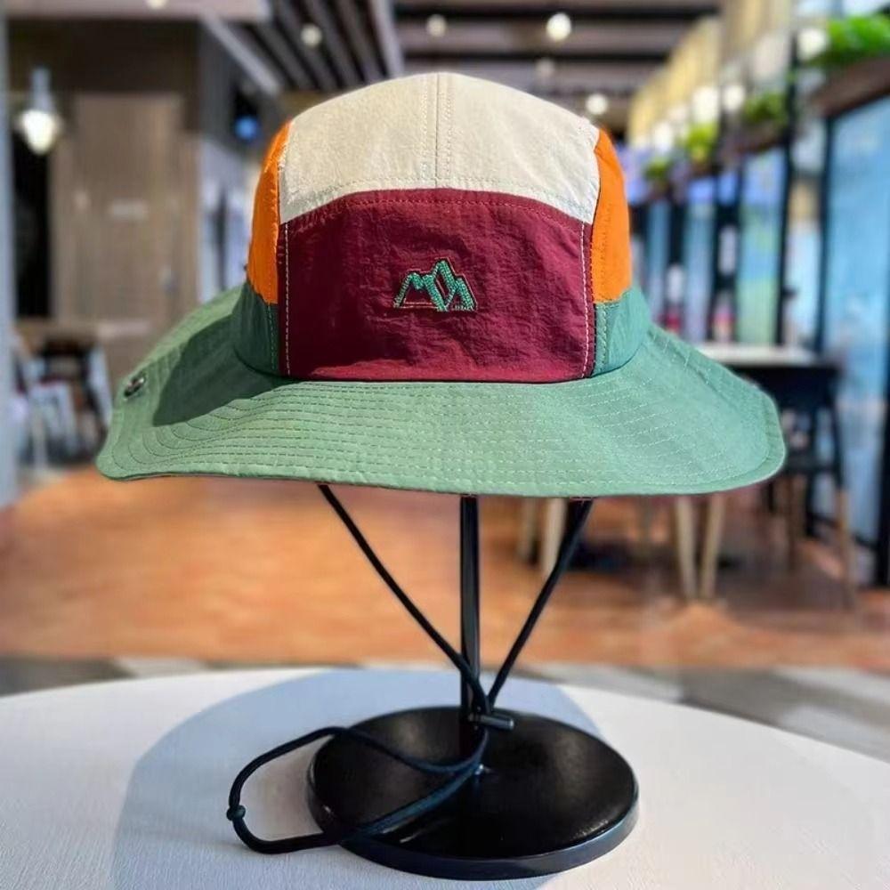 Adjustable Contrasting Color Bucket Hats Quick Drying Sun Protection Fishing Caps  Holiday