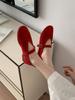 IPPEUM Red Ballet Flats Shoes For Women 2025 New Blue Round Toe Shoes Flats Mary Janes