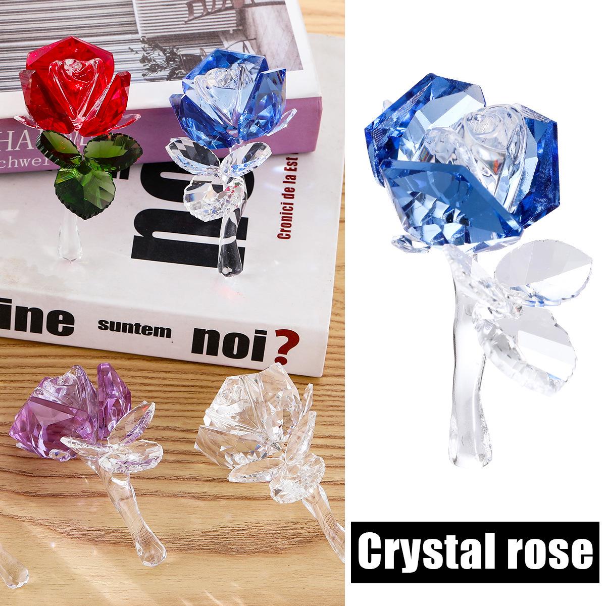 

Crystal Glass Rose Ornament - Home Decor & Creative Gift рожевий