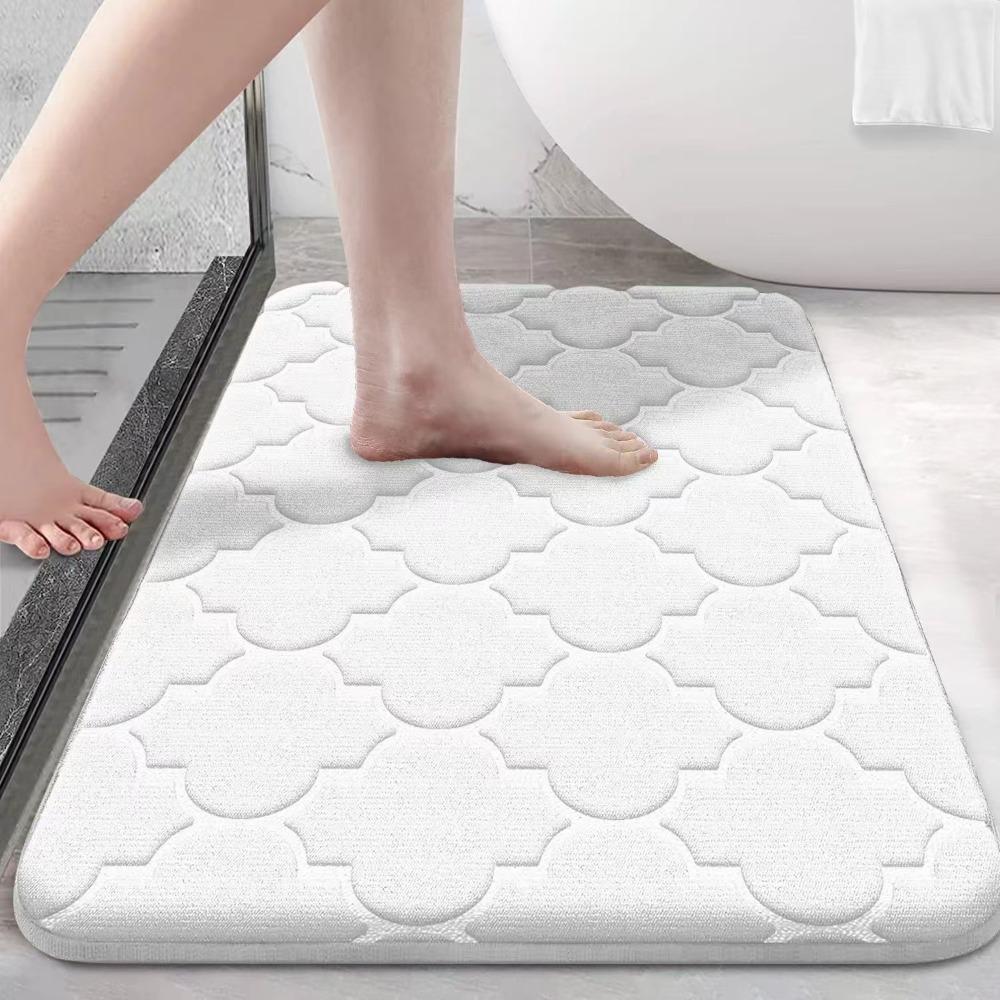 Coral Velvet Bathroom Floor Mat Anti Slip Foot Pads Household Door Mat for Tub Floor