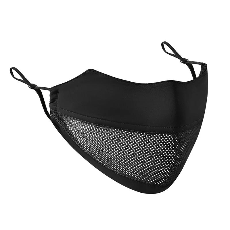 Women Ice Silk Mask Thin Breathable Mesh Face Cover Summer Outdoor Sunscreen Mask Adjustable Anti-UV Cycling Running Sport Mask