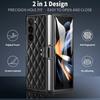 For Samsung Galaxy Z Fold6 5G Case Rhombus Grid Phone Cover with Tempered Glass Film