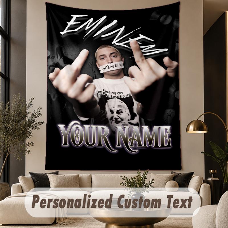 Custom Text Printed Tapestry Eminem Pattern Large Wall Hanging Indoor Room Decor