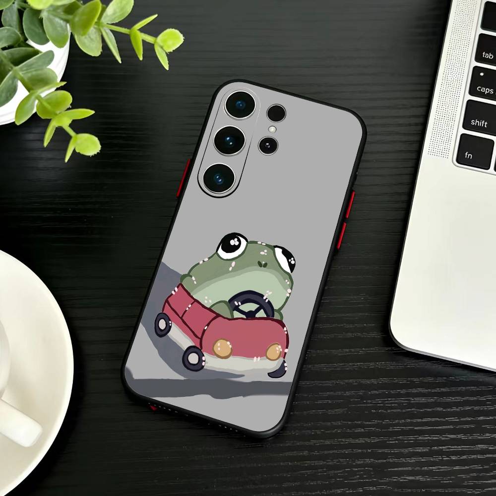 Cute Frog Cartoon Phone Case For Samsung S26,S25,S24,S23,S22,S21,S20,S30,Ultra,Plus,Fe,Note,5G Black Cover
