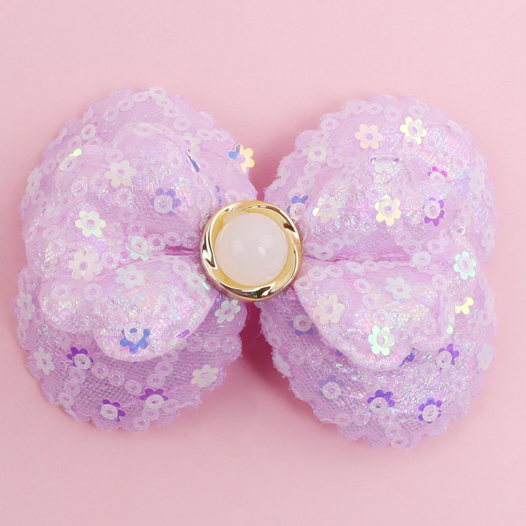 Sequin Bow Waistband & Hair Accessories: Versatile DIY Bow Tie for Bags, Socks, and Clothing. светло-фиолетовый