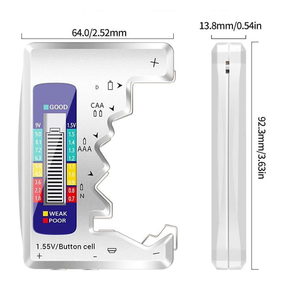 Battery Tester Checker,Digital Battery Capacity Gauge Tester with LCD Display Universal Battery Capacity Detector Tool Small Battery Checker for C D