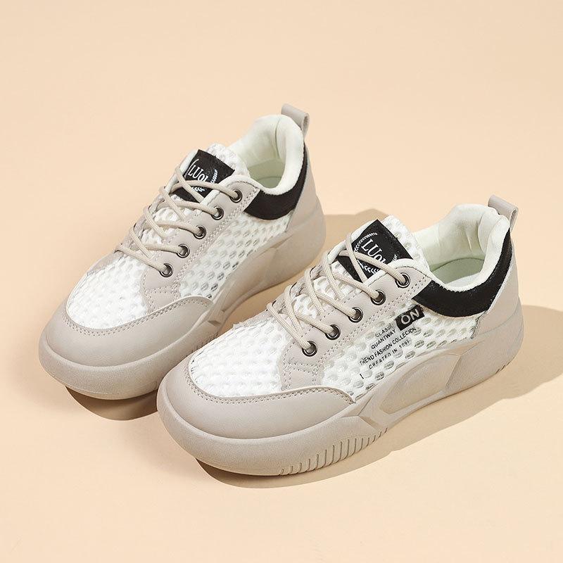 Mesh breathable little white shoes women's summer 2025 new versatile thick baseplate shoes stepping on shit sports and leisure shoes