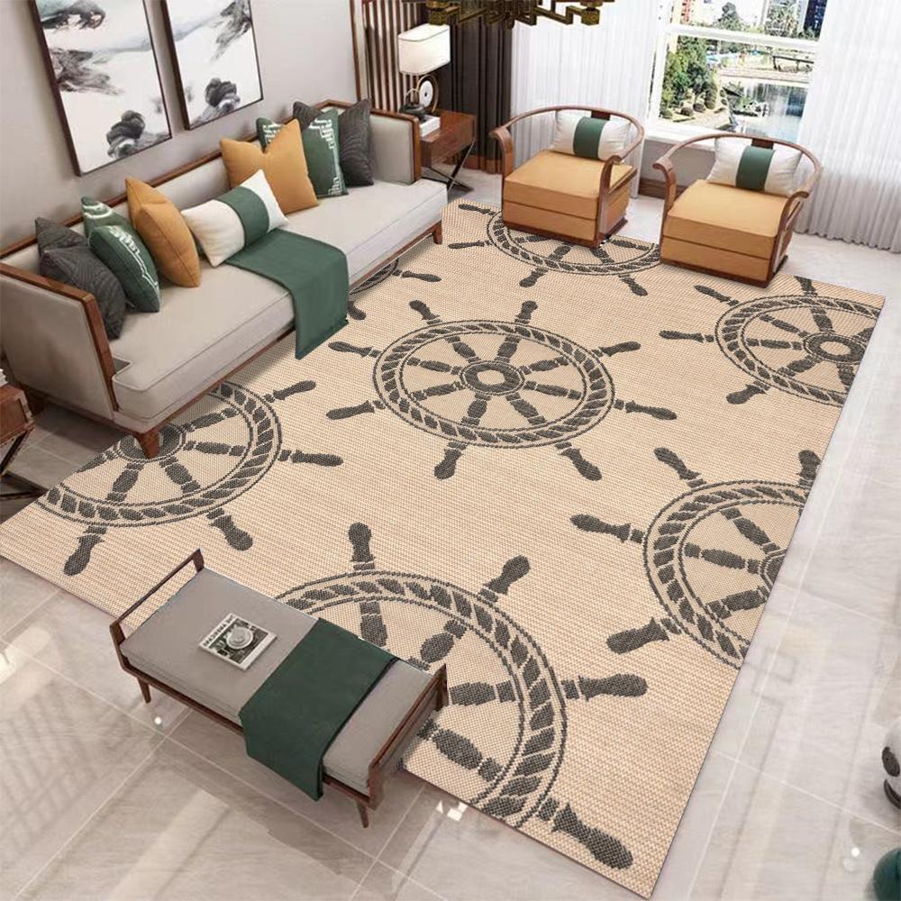 Minimalist Boat Rudder Carpet Blue Ocean Series Living Room Bedroom Decorative Floor Mat Creative Entrance Door Mat