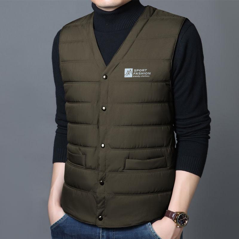 Men's Plus Size Cotton Vest - Sleeveless, Warm, Casual Fit for Seniors - Ideal for Autumn and Winter