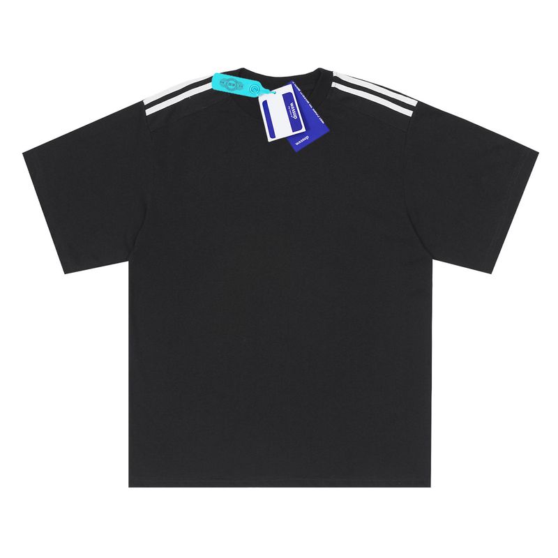 Wassup American Retro Three-Stripe Sports Short-Sleeve T-Shirt for Men, Summer Loose Casual Round-Neck Half-Sleeve Top