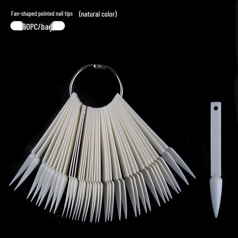50-Piece Pointed Fan-Shaped Nail Art Color Chart for Nail Tips